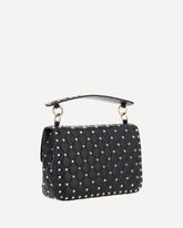 Rockstud Spike Leather Shoulder Bag - BLACK | Base Blu