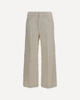 Square-leg dyed furry Pants with monili - CREAM | Base Blu