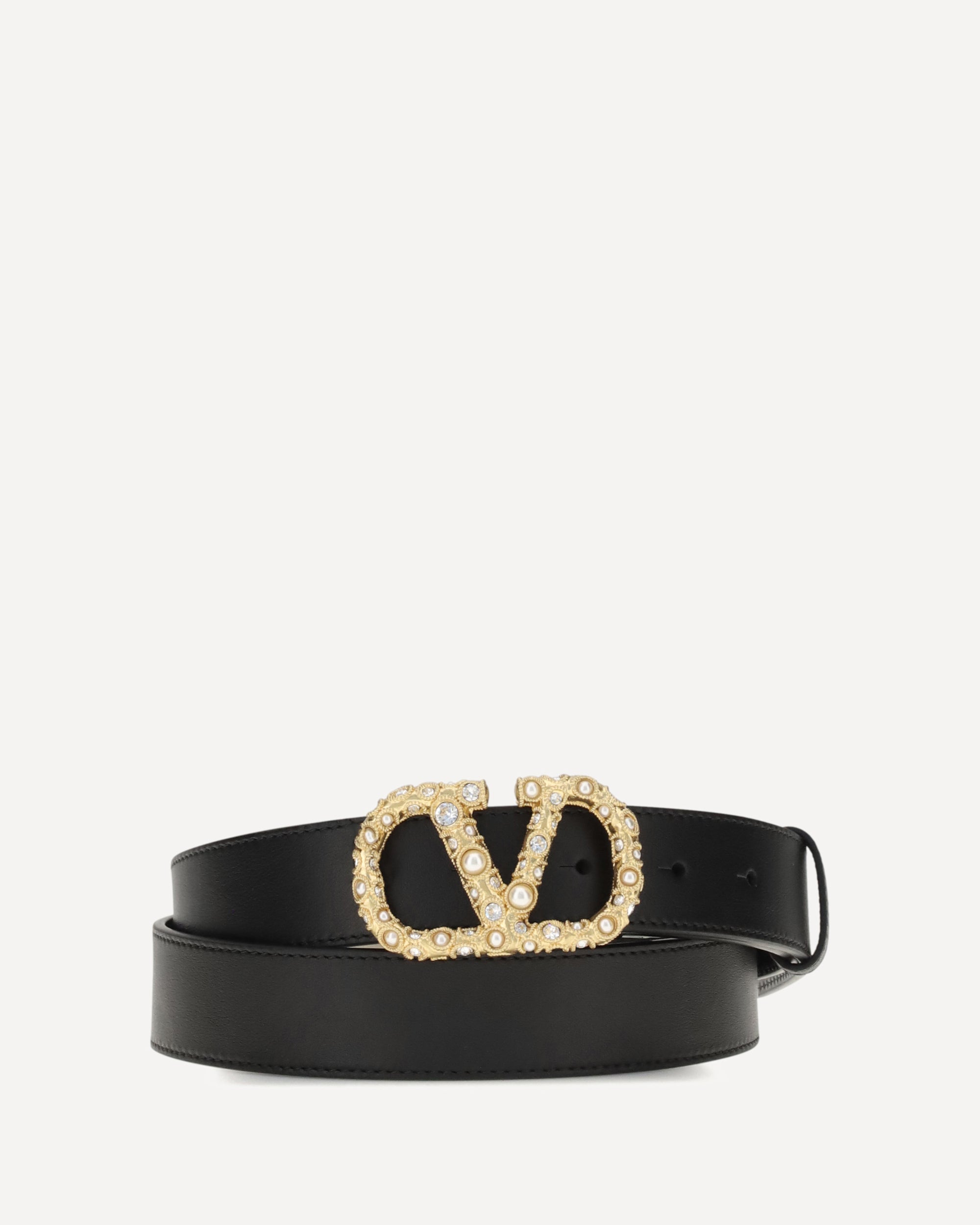 Valentino Garavani Black Calf Leather Bos Taurus Women\'s Belt VALENTINO GARAVANI Reversible VLogo Signature Belt BLACK  main image 2