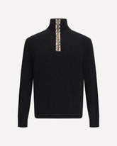 Check wool Sweater - BLACK | Base Blu