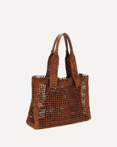 Borsa Tote East-West Summer Banana in rafia - MARRONE | Base Blu