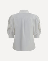 Camicia con maniche in pizzo Sangallo  - BIANCO | Base Blu
