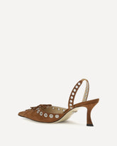 Décolletè slingback in pelle scamosciata - MARRONE | Base Blu