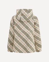 Reversible Check Hooded Jacket - BEIGE | Base Blu