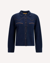 Cropped Western cashmere Shirt - BLUE | Base Blu