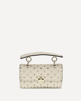 Small Leather Rockstud Spike Handbag - CREAM | Base Blu