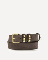 Suede Belt with Rockstuds - BROWN | Base Blu