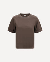 Cotton T-shirt with jewel embellishment - BROWN | Base Blu