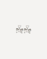 Orecchini a Cuore con fiocco di cristallo - ARGENTO | Base Blu