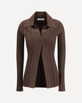 Glossy viscose Cardigan - BROWN | Base Blu
