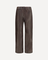 Straight-leg leather Pants - BROWN | Base Blu