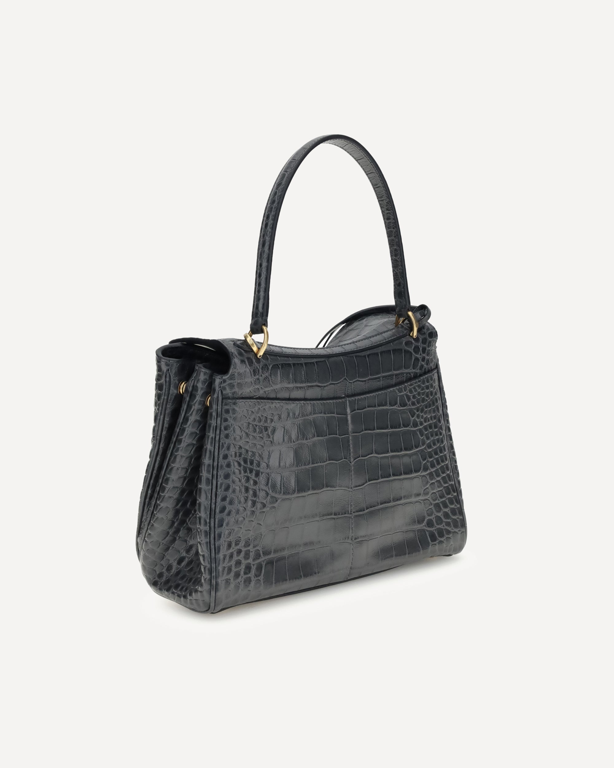 BALENCIAGA Rodeo Shoulder Bag in crocodile-print leather