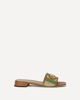 VLogo Signature raffia slide Sandals - MULTICOLOUR | Base Blu