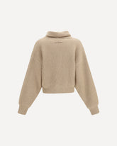 Cardigan crop in lana a costine - BEIGE | Base Blu
