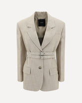 Belted Blazer - BEIGE | Base Blu