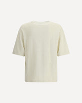 Crew Neck Short-Sleeve T-shirt with all-Over Logo - CREAM | Base Blu