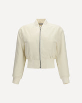 Bomber cropped in faille tecnico - CREMA  | Base Blu