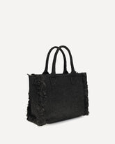 Medium Beach Rafia Tote Bag - BLACK | Base Blu