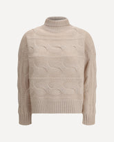 Cable-knitted Wool and Cashmere Sweater - BEIGE | Base Blu