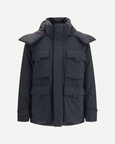 Hooded padded Jacket - BLACK | Base Blu