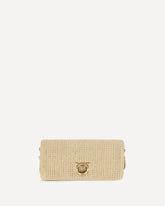 Love Bag click soft horizontal classic medium in raffia - BEIGE | Base Blu