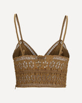 Melie Top in cotton voile and embroidered lace - BROWN | Base Blu