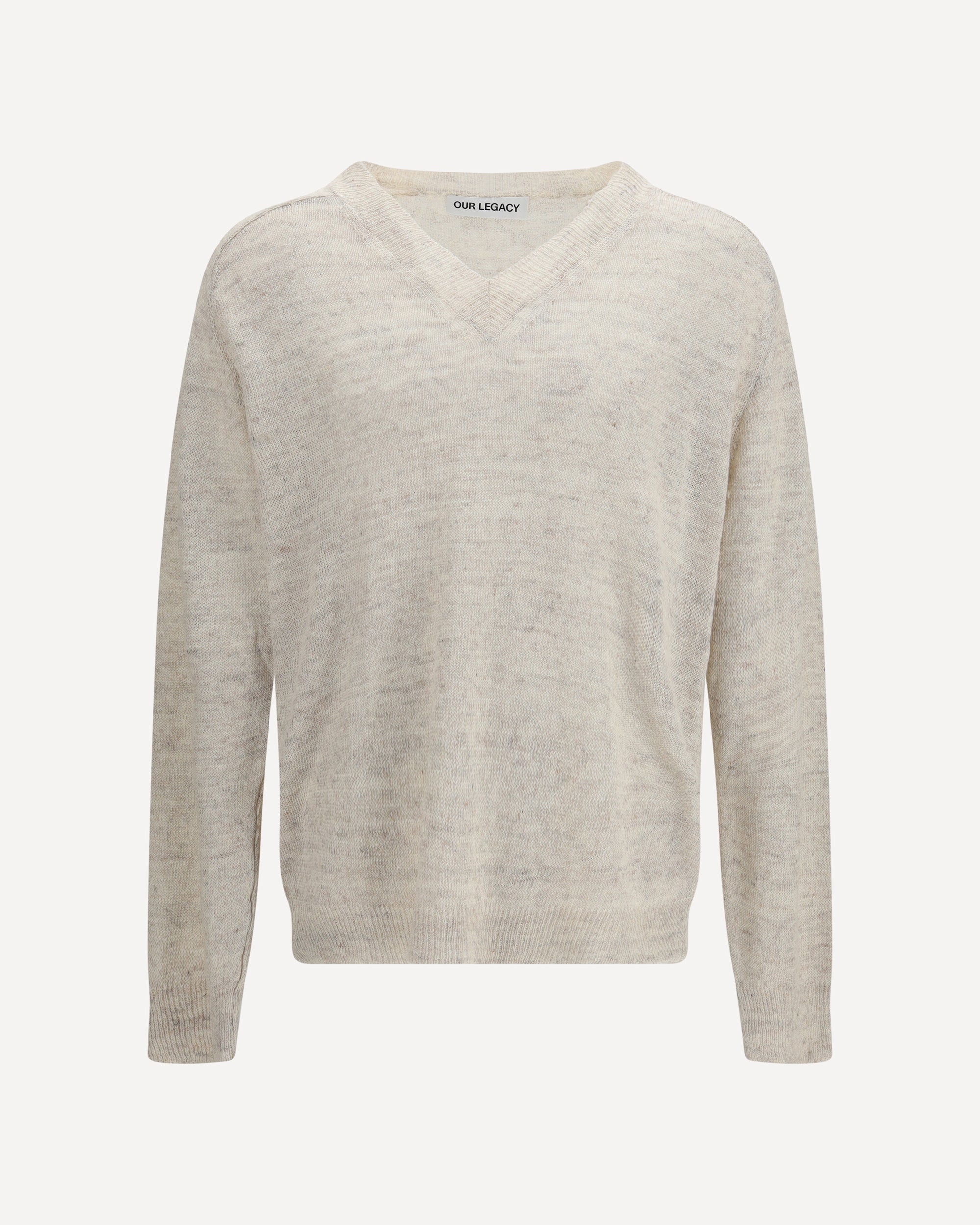 OUR LEGACY Rue v-neck soft cyclone linen Sweater BEIGE | Base Blu