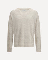 Rue v-neck soft cyclone linen Sweater - BEIGE | Base Blu