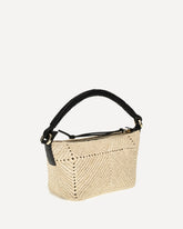 Mini Cala calf leather and raffia Top Handle Bag - BEIGE | Base Blu