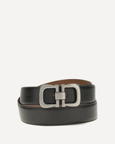 Cintura in pelle reversibile con logo - NERO | Base Blu