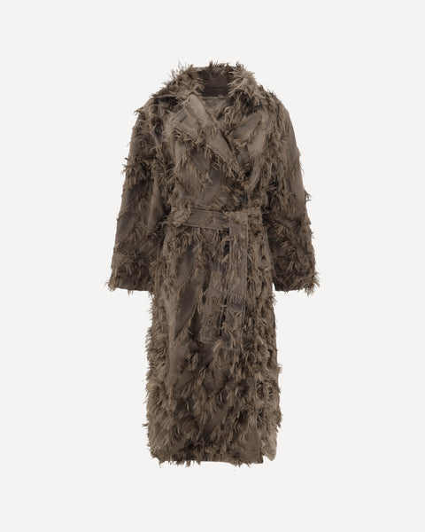 BRUNELLO CUCINELLI Coat with fur details BROWN | Base Blu