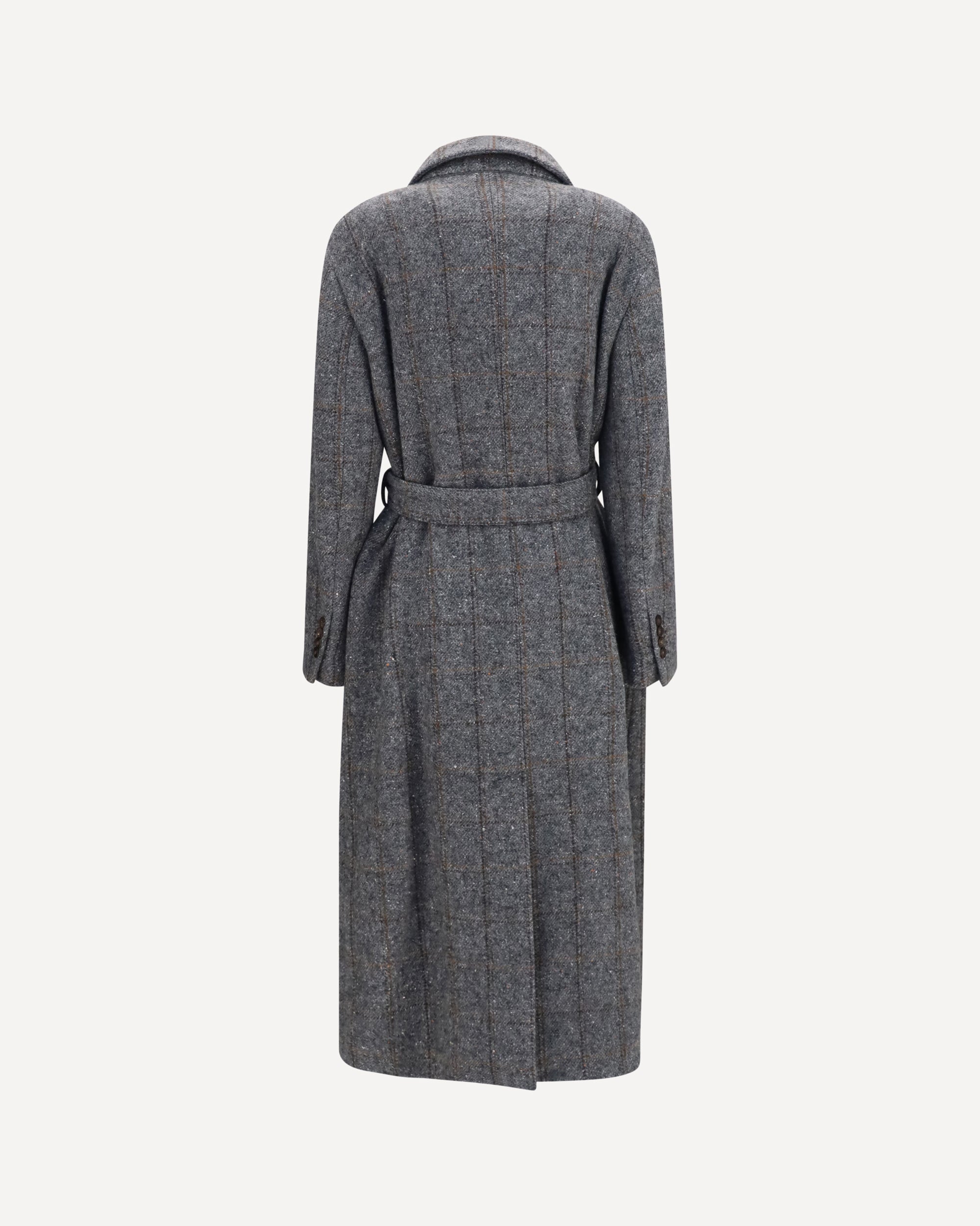 BRUNELLO CUCINELLI Long alpaca-blend Coat with belt GREY | Base Blu