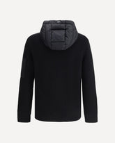 Quilted Bomber Jacket with Wool Sleeves - BLACK | Base Blu