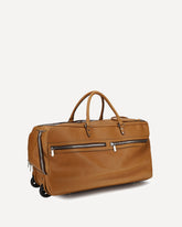 Leather Trolley Travel Bag - BROWN | Base Blu