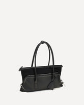 5AC Shoulder Bag in leather with logo - BLACK | Base Blu