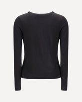Deep V-neck long sleeve T-shirt - BLACK | Base Blu