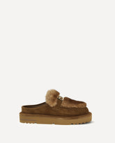 Leather and mink Mules - BROWN | Base Blu