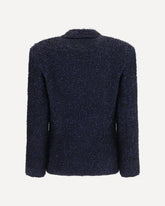 Blazer monopetto in viscosa con fibra metallica - BLU | Base Blu