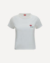 Kenzo Tulip embroidered cotton T-shirt - WHITE | Base Blu