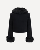 Wool-blend Jacket with faux fur cuffs -  | Base Blu
