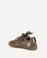 Yulia Sneakers in suede with nylon inserts - BROWN | Base Blu