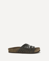 Lace-up Slides with monili embellishment - BLACK | Base Blu