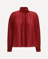 pleated high-neck Blouse - RED | Base Blu