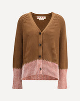 Cardigan in viscosa bi colore - MARRONE | Base Blu