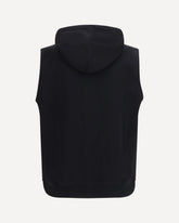 Sleeveless cotton techno fleece Hoodie - BLACK | Base Blu