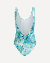 Aquatic flowers print One-piece Swimsuit - LIGHT BLUE | Base Blu
