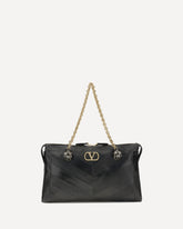 Panthea Chevron medium Shoulder Bag r - BLACK | Base Blu