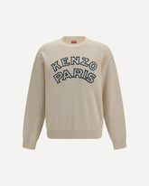 Maglione ricamato in lana e cotone Kenzo Paris Emblem - CREMA  | Base Blu