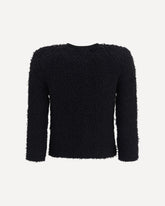 Double-breasted tweed cropped Jacket with logo buttons - BLACK | Base Blu