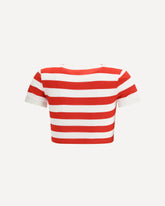 T-shirt a righe con logo - ROSSO | Base Blu